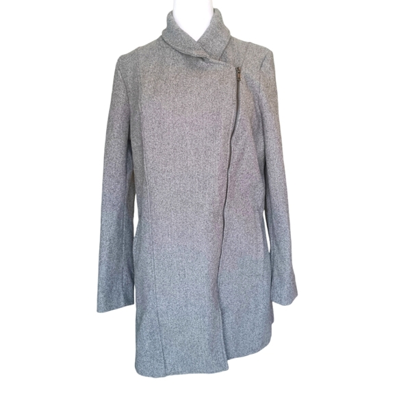 Banana Republic Jacket Women's Size M Light Gray Funnel Neck Asymmetrical Zip - Picture 1 of 14